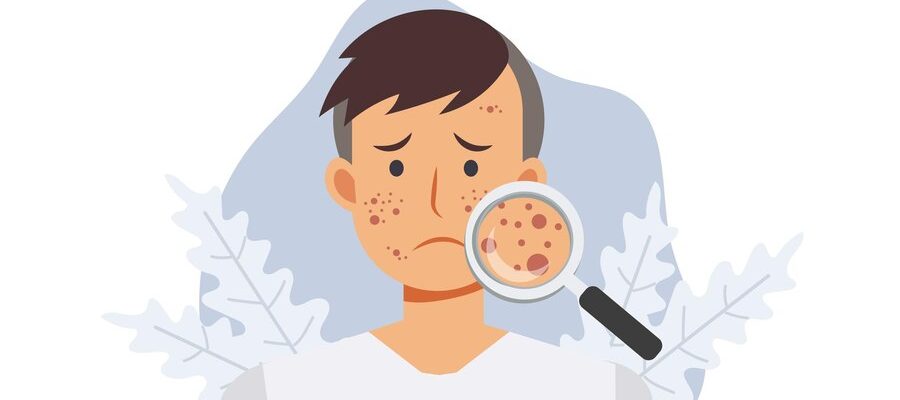acne-skin-problems-concept-man-with-magnifying-glass-is-looking-acne-his-facial-falt-vector-cartoon-illustration_77116-1182